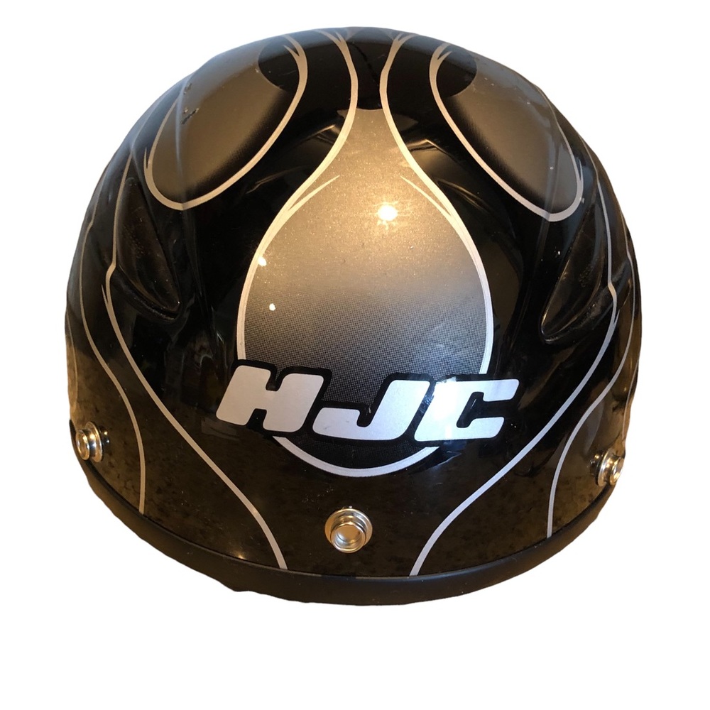 HJC-Reign C-21 Half Scull Motorcycle Helmet DOT sz Med Silver Flames